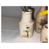 Antique English Ironstone Bottle and Jar Collection and Digoin France Piece Antique English Ironstone Bottle and Jar Collection and Digoin France Piece