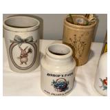 Antique English Ironstone Bottle and Jar Collection and Digoin France Piece Antique English Ironstone Bottle and Jar Collection and Digoin France Piece