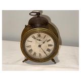 Antique French Brass Alarm Clock with Roman Numerals Antique French Brass Alarm Clock with Roman Numerals