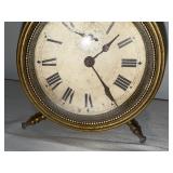 Antique French Brass Alarm Clock with Roman Numerals Antique French Brass Alarm Clock with Roman Numerals