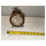 Antique French Brass Alarm Clock with Roman Numerals Antique French Brass Alarm Clock with Roman Numerals