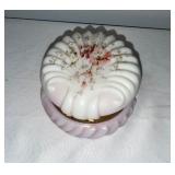 Vintage Wavecrest Pink and White Glass Trinket Box with Gold Hinge Vintage Wavecrest Pink and White Glass Trinket Box with Gold Hinge