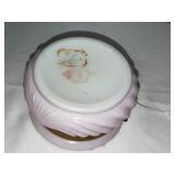 Vintage Wavecrest Pink and White Glass Trinket Box with Gold Hinge Vintage Wavecrest Pink and White Glass Trinket Box with Gold Hinge