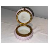 Vintage Wavecrest Pink and White Glass Trinket Box with Gold Hinge Vintage Wavecrest Pink and White Glass Trinket Box with Gold Hinge