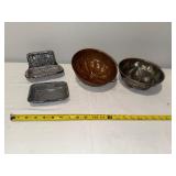 Vintage French Enamel Soap Dishes & Metal Mold Collection Vintage French Enamel Soap Dishes & Metal Mold Collection