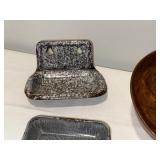 Vintage French Enamel Soap Dishes & Metal Mold Collection Vintage French Enamel Soap Dishes & Metal Mold Collection