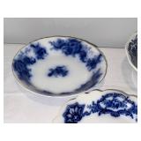 Set of 6 Vintage Flo Blue and French Ironstone Plates with Scenic Designs Set of 6 Vintage Flo Blue and French Ironstone Plates with Scenic Designs