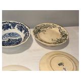 Set of 6 Vintage Flo Blue and French Ironstone Plates with Scenic Designs Set of 6 Vintage Flo Blue and French Ironstone Plates with Scenic Designs