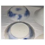 Set of 6 Vintage Flo Blue and French Ironstone Plates with Scenic Designs Set of 6 Vintage Flo Blue and French Ironstone Plates with Scenic Designs