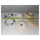 Set of 6 Vintage Flo Blue and French Ironstone Plates with Scenic Designs Set of 6 Vintage Flo Blue and French Ironstone Plates with Scenic Designs