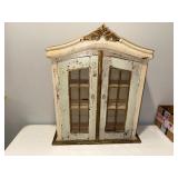 Vintage Distressed Wooden Cabinet with Glass Doors Vintage Distressed Wooden Cabinet with Glass Doors