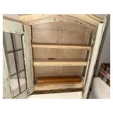 Vintage Distressed Wooden Cabinet with Glass Doors Vintage Distressed Wooden Cabinet with Glass Doors