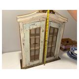 Vintage Distressed Wooden Cabinet with Glass Doors Vintage Distressed Wooden Cabinet with Glass Doors