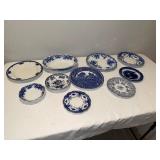 Variety of Antique and Flo Blue and White Plates Variety of Antique and Flo Blue and White Plates