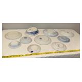 Variety of Antique and Flo Blue and White Plates Variety of Antique and Flo Blue and White Plates