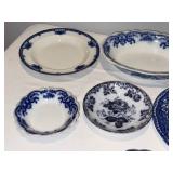 Variety of Antique and Flo Blue and White Plates Variety of Antique and Flo Blue and White Plates