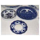 Variety of Antique and Flo Blue and White Plates Variety of Antique and Flo Blue and White Plates