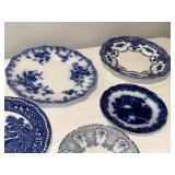 Variety of Antique and Flo Blue and White Plates Variety of Antique and Flo Blue and White Plates