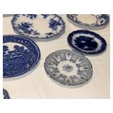 Variety of Antique and Flo Blue and White Plates Variety of Antique and Flo Blue and White Plates