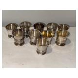 Set of 9 French Silver-Colored Engraved Goblets Set of 9 French Silver-Colored Engraved Goblets