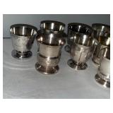Set of 9 French Silver-Colored Engraved Goblets Set of 9 French Silver-Colored Engraved Goblets