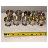Set of 9 French Silver-Colored Engraved Goblets Set of 9 French Silver-Colored Engraved Goblets