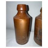 Pair of Vintage English Ironstone Stoneware Bottles with Embossed Branding Pair of Vintage English Ironstone Stoneware Bottles with Embossed Branding