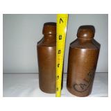 Pair of Vintage English Ironstone Stoneware Bottles with Embossed Branding Pair of Vintage English Ironstone Stoneware Bottles with Embossed Branding