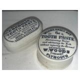 Antique English Advertising Ironstone Toothpaste Jars - Woods & Hockin Ceramic Toothpaste Containers Antique English Advertising Ironstone Toothpaste Jars - Woods & Hockin Ceramic Toothpaste Containers