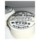 Antique English Advertising Ironstone Toothpaste Jars - Woods & Hockin Ceramic Toothpaste Containers Antique English Advertising Ironstone Toothpaste Jars - Woods & Hockin Ceramic Toothpaste Containers