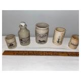 Vintage French Stoneware Advertising Pots - Set of 5 Vintage French Stoneware Advertising Pots - Set of 5