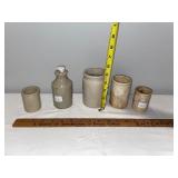 Vintage French Stoneware Advertising Pots - Set of 5 Vintage French Stoneware Advertising Pots - Set of 5