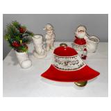 Vintage Christmas Decor Lot with Santa Figurines, Boot Ornaments, and Holt Howard Bell Vintage Christmas Decor Lot with Santa Figurines, Boot Ornaments, and Holt Howard Bell