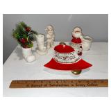 Vintage Christmas Decor Lot with Santa Figurines, Boot Ornaments, and Holt Howard Bell Vintage Christmas Decor Lot with Santa Figurines, Boot Ornaments, and Holt Howard Bell