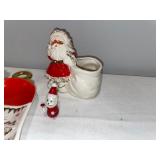 Vintage Christmas Decor Lot with Santa Figurines, Boot Ornaments, and Holt Howard Bell Vintage Christmas Decor Lot with Santa Figurines, Boot Ornaments, and Holt Howard Bell