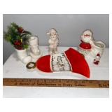 Vintage Christmas Decor Lot with Santa Figurines, Boot Ornaments, and Holt Howard Bell Vintage Christmas Decor Lot with Santa Figurines, Boot Ornaments, and Holt Howard Bell