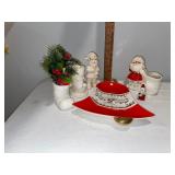 Vintage Christmas Decor Lot with Santa Figurines, Boot Ornaments, and Holt Howard Bell Vintage Christmas Decor Lot with Santa Figurines, Boot Ornaments, and Holt Howard Bell