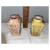 Pair of Vintage English Stoneware Vases with Crackle Glaze Finish Pair of Vintage English Stoneware Vases with Crackle Glaze Finish