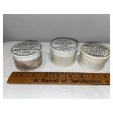 Set of 3 Antique English Advertising Ironstone Areca Nut Toothpaste Jars - John Pepper, Commans, Woods Set of 3 Antique English Advertising Ironstone Areca Nut Toothpaste Jars - John Pepper, Commans, Woods