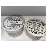 Set of 3 Antique English Advertising Ironstone Areca Nut Toothpaste Jars - John Pepper, Commans, Woods Set of 3 Antique English Advertising Ironstone Areca Nut Toothpaste Jars - John Pepper, Commans, Woods