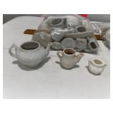 Vintage Miniature English Porcelain Doll Dishes with Illustrated Plates Vintage Miniature English Porcelain Doll Dishes with Illustrated Plates