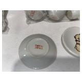 Vintage Miniature English Porcelain Doll Dishes with Illustrated Plates Vintage Miniature English Porcelain Doll Dishes with Illustrated Plates