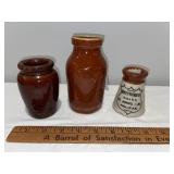 Antique Stoneware English Advertising Pottery Dairy Jars Lot - Express, Shepherd Antique Stoneware English Advertising Pottery Dairy Jars Lot - Express, Shepherd