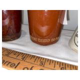 Antique Stoneware English Advertising Pottery Dairy Jars Lot - Express, Shepherd Antique Stoneware English Advertising Pottery Dairy Jars Lot - Express, Shepherd