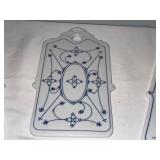 Set of 3 Decorative European Porcelain Breakfast Boards with Blue Floral Designs Set of 3 Decorative European Porcelain Breakfast Boards with Blue Floral Designs