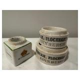 Antique English Advertising Schweppes Ink Jar & Duncan Flockhart Ironstone Ointment Pots Set Antique English Advertising Schweppes Ink Jar & Duncan Flockhart Ironstone Ointment Pots Set