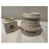 Antique English Advertising Schweppes Ink Jar & Duncan Flockhart Ironstone Ointment Pots Set Antique English Advertising Schweppes Ink Jar & Duncan Flockhart Ironstone Ointment Pots Set