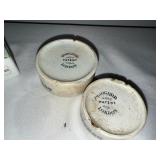 Antique English Advertising Schweppes Ink Jar & Duncan Flockhart Ironstone Ointment Pots Set Antique English Advertising Schweppes Ink Jar & Duncan Flockhart Ironstone Ointment Pots Set