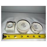 Antique English Advertising Schweppes Ink Jar & Duncan Flockhart Ironstone Ointment Pots Set Antique English Advertising Schweppes Ink Jar & Duncan Flockhart Ironstone Ointment Pots Set