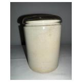 Antique English Advertising Ironstone Philip Harris & Co. Jar with Glass Lid - Birmingham Antique English Advertising Ironstone Philip Harris & Co. Jar with Glass Lid - Birmingham